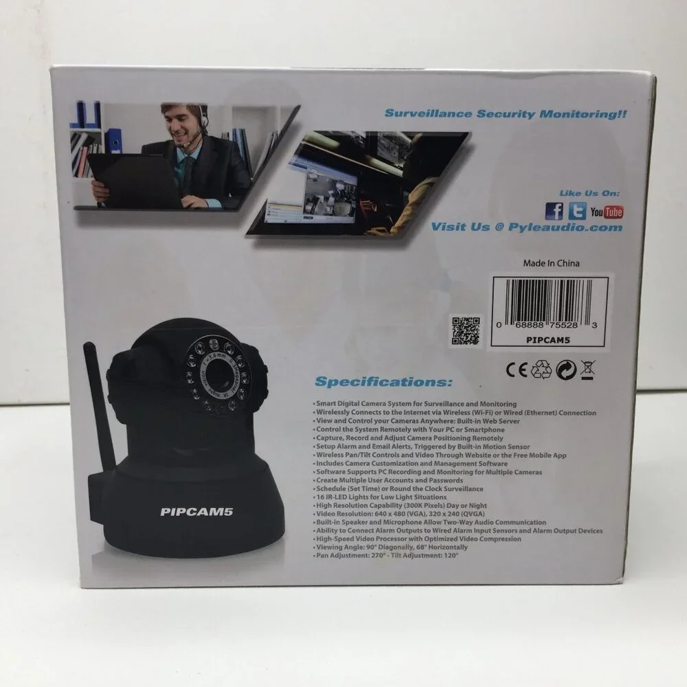 Pyle Wireless Home Security IP Camera WiFi Remote H.264 MJPEG Video Monitor